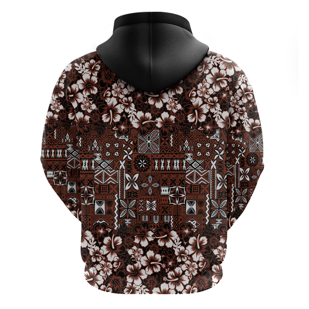Burgundy Hawaiian Tapa Tribal Hibiscus Zip Hoodie LT9 - Polynesian Pride