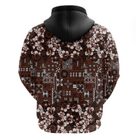 Burgundy Hawaiian Tapa Tribal Hibiscus Zip Hoodie LT9 - Polynesian Pride