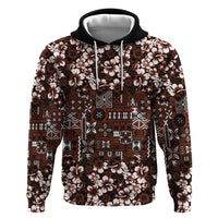 Burgundy Hawaiian Tapa Tribal Hibiscus Zip Hoodie LT9 Pullover Hoodie Burgundy - Polynesian Pride