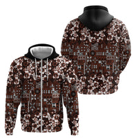 Burgundy Hawaiian Tapa Tribal Hibiscus Zip Hoodie LT9 - Polynesian Pride