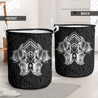 Aotearoa Kowhaiwhai Poutama Black Motif Laundry Basket
