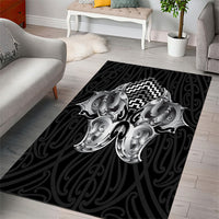 Aotearoa Kowhaiwhai Poutama Black Motif Area Rug