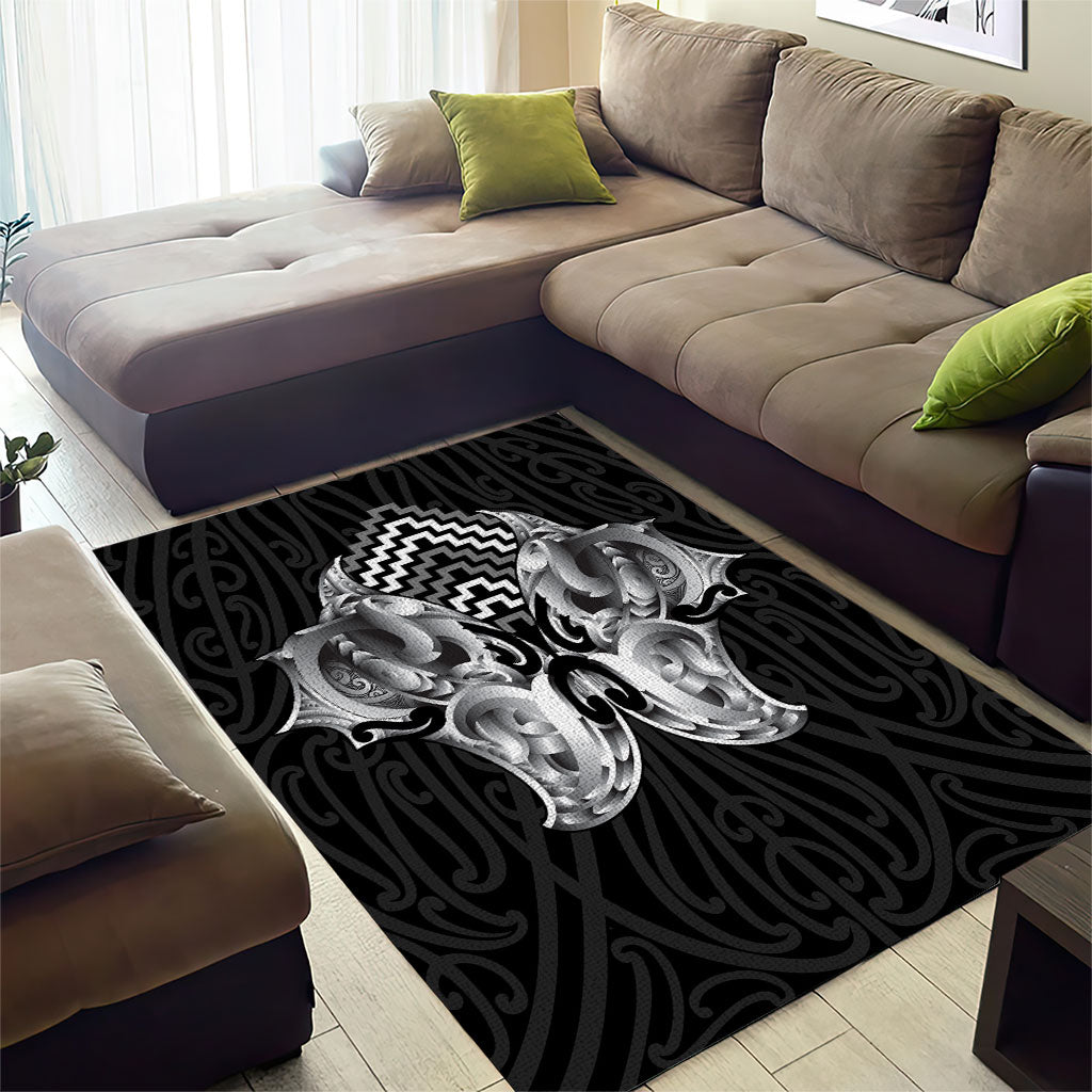 Aotearoa Kowhaiwhai Poutama Black Motif Area Rug