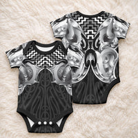 Aotearoa Kowhaiwhai Poutama Black Motif Baby Onesie