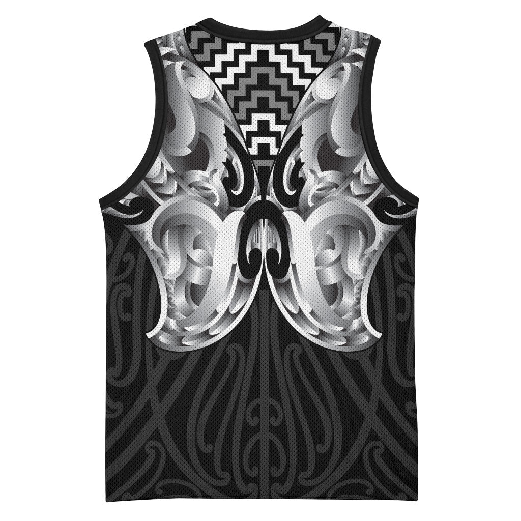 Aotearoa Kowhaiwhai Poutama Black Motif Basketball Jersey