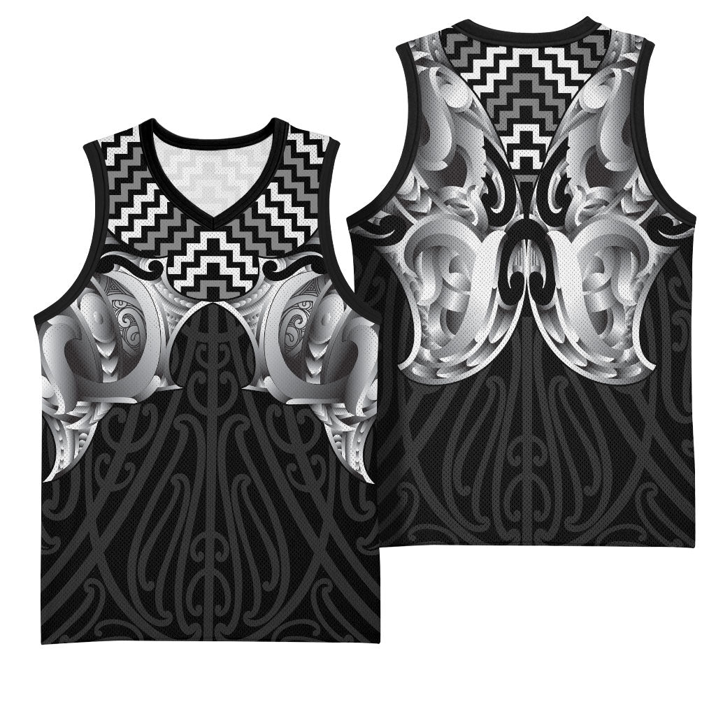 Aotearoa Kowhaiwhai Poutama Black Motif Basketball Jersey