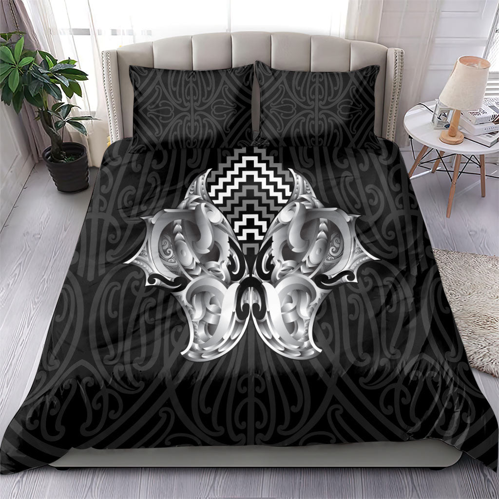 Aotearoa Kowhaiwhai Poutama Black Motif Bedding Set