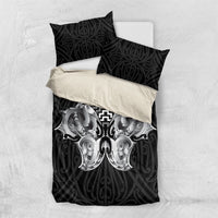 Aotearoa Kowhaiwhai Poutama Black Motif Bedding Set