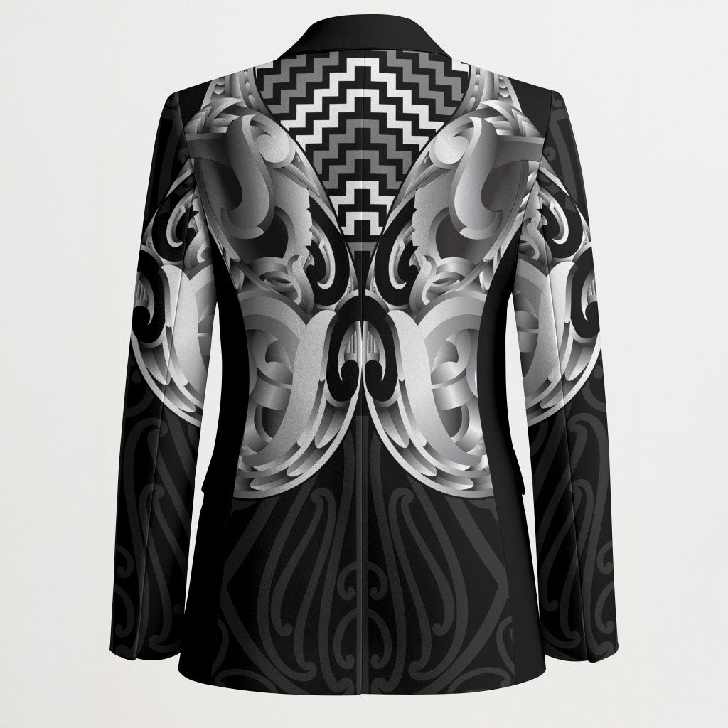 Aotearoa Kowhaiwhai Poutama Black Motif Blazer