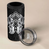 Aotearoa Kowhaiwhai Poutama Black Motif 4 in 1 Can Cooler Tumbler