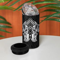Aotearoa Kowhaiwhai Poutama Black Motif 4 in 1 Can Cooler Tumbler