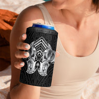 Aotearoa Kowhaiwhai Poutama Black Motif 4 in 1 Can Cooler Tumbler