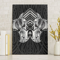 Aotearoa Kowhaiwhai Poutama Black Motif Canvas Wall Art