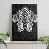 Aotearoa Kowhaiwhai Poutama Black Motif Canvas Wall Art