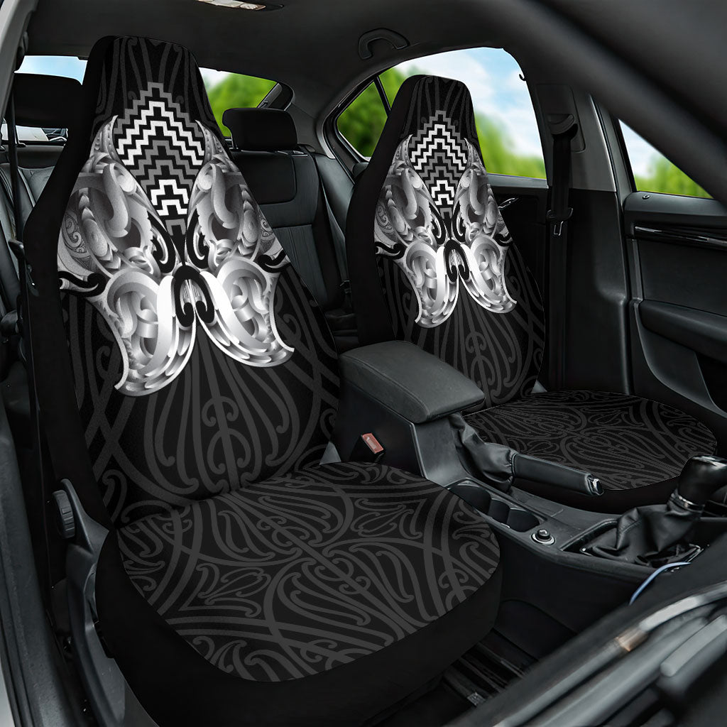 Aotearoa Kowhaiwhai Poutama Black Motif Car Seat Cover