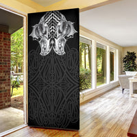 Aotearoa Kowhaiwhai Poutama Black Motif Door Cover