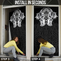 Aotearoa Kowhaiwhai Poutama Black Motif Door Cover