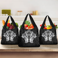 Aotearoa Kowhaiwhai Poutama Black Motif Grocery Bag