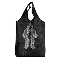 Aotearoa Kowhaiwhai Poutama Black Motif Grocery Bag