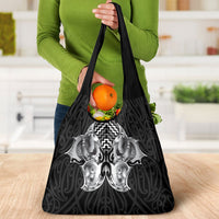 Aotearoa Kowhaiwhai Poutama Black Motif Grocery Bag