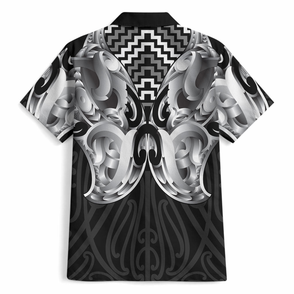 Aotearoa Kowhaiwhai Poutama Black Motif Hawaiian Shirt