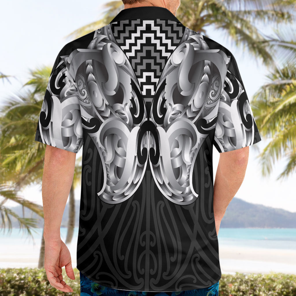 Aotearoa Kowhaiwhai Poutama Black Motif Hawaiian Shirt