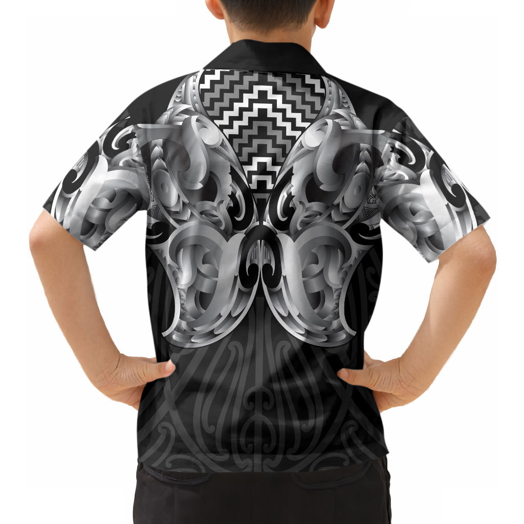 Aotearoa Kowhaiwhai Poutama Black Motif Hawaiian Shirt