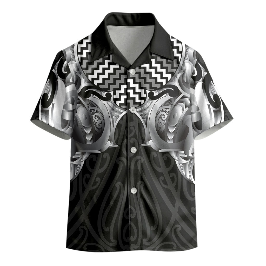 Aotearoa Kowhaiwhai Poutama Black Motif Kid Hawaiian Shirt