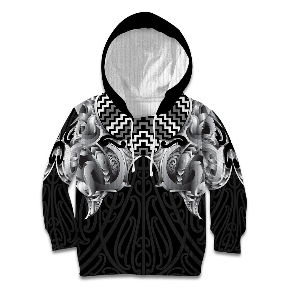 Aotearoa Kowhaiwhai Poutama Black Motif Kid Hoodie