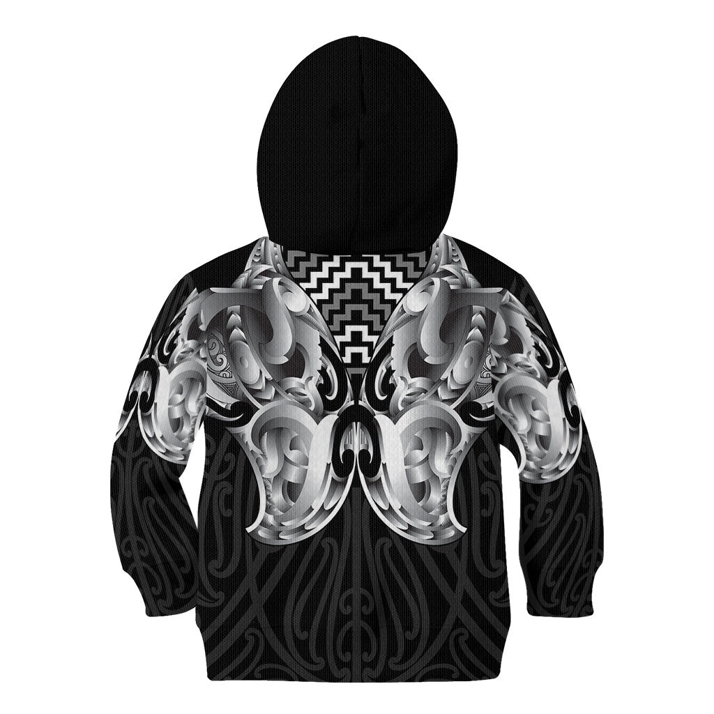 Aotearoa Kowhaiwhai Poutama Black Motif Kid Hoodie