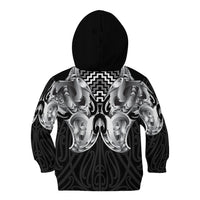 Aotearoa Kowhaiwhai Poutama Black Motif Kid Hoodie