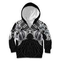 Aotearoa Kowhaiwhai Poutama Black Motif Kid Hoodie