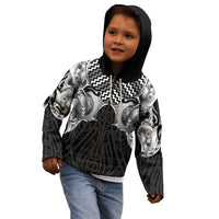 Aotearoa Kowhaiwhai Poutama Black Motif Kid Hoodie