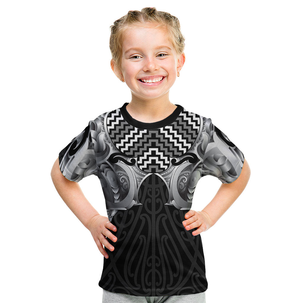 Aotearoa Kowhaiwhai Poutama Black Motif Kid T Shirt