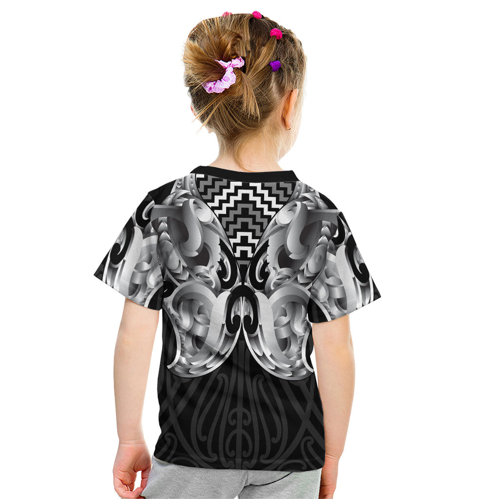 Aotearoa Kowhaiwhai Poutama Black Motif Kid T Shirt