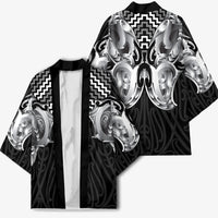 Aotearoa Kowhaiwhai Poutama Black Motif Kimono