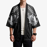Aotearoa Kowhaiwhai Poutama Black Motif Kimono