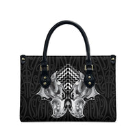 Aotearoa Kowhaiwhai Poutama Black Motif Leather Bag