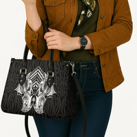 Aotearoa Kowhaiwhai Poutama Black Motif Leather Bag