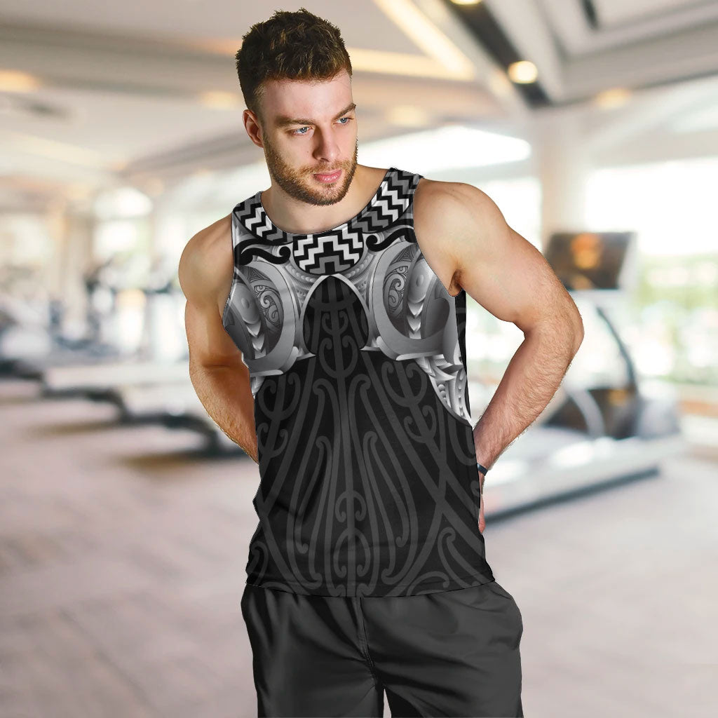 Aotearoa Kowhaiwhai Poutama Black Motif Men Tank Top