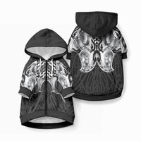 Aotearoa Kowhaiwhai Poutama Black Motif Pet Hoodie