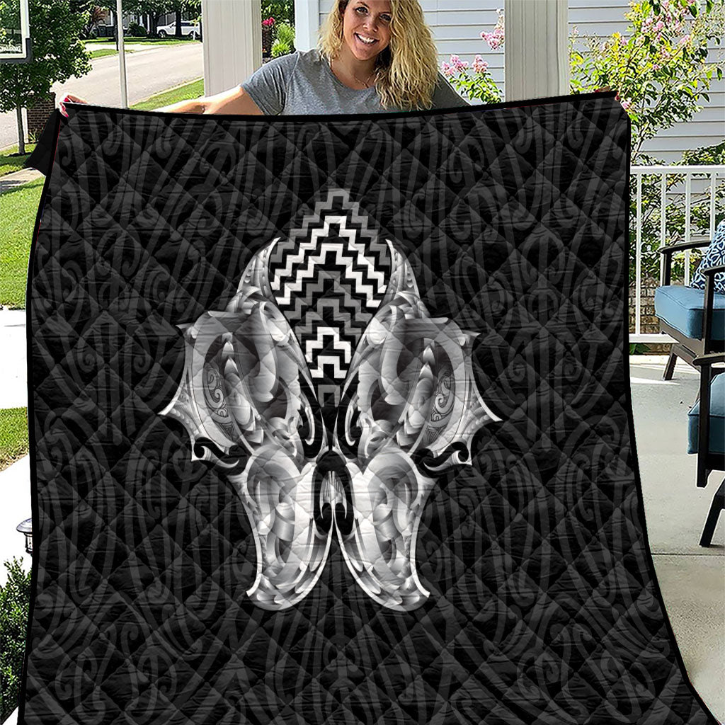 Aotearoa Kowhaiwhai Poutama Black Motif Quilt