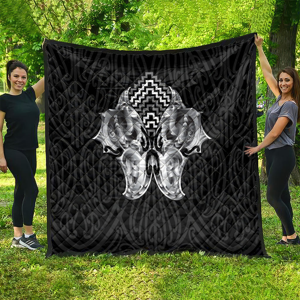 Aotearoa Kowhaiwhai Poutama Black Motif Quilt