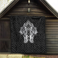 Aotearoa Kowhaiwhai Poutama Black Motif Quilt