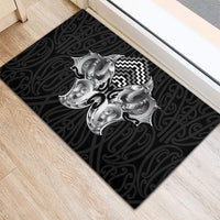 Aotearoa Kowhaiwhai Poutama Black Motif Rubber Doormat