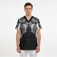 Aotearoa Kowhaiwhai Poutama Black Motif Scrub Top