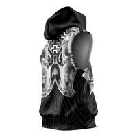 Aotearoa Kowhaiwhai Poutama Black Motif Sleeveless Hoodie LT9 - Polynesian Pride