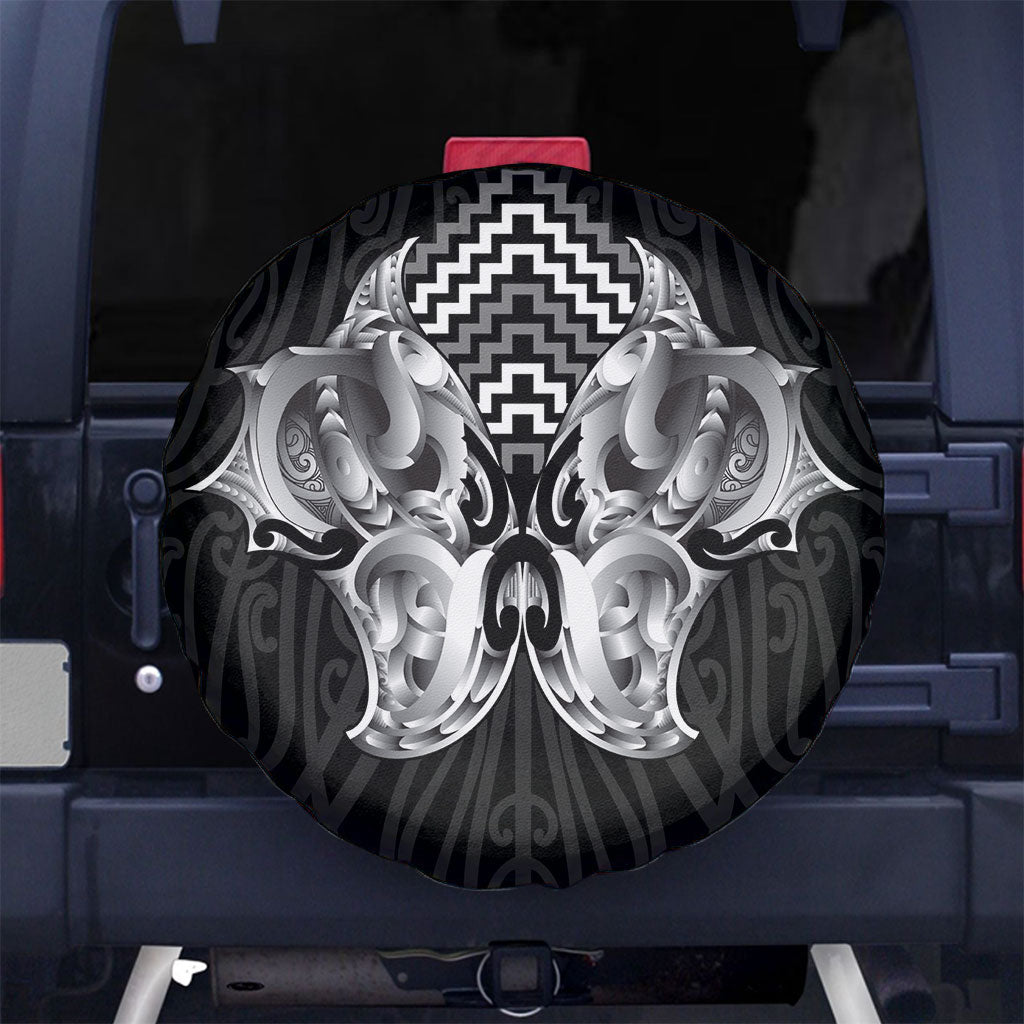 Aotearoa Kowhaiwhai Poutama Black Motif Spare Tire Cover