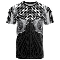 Aotearoa Kowhaiwhai Poutama Black Motif T Shirt