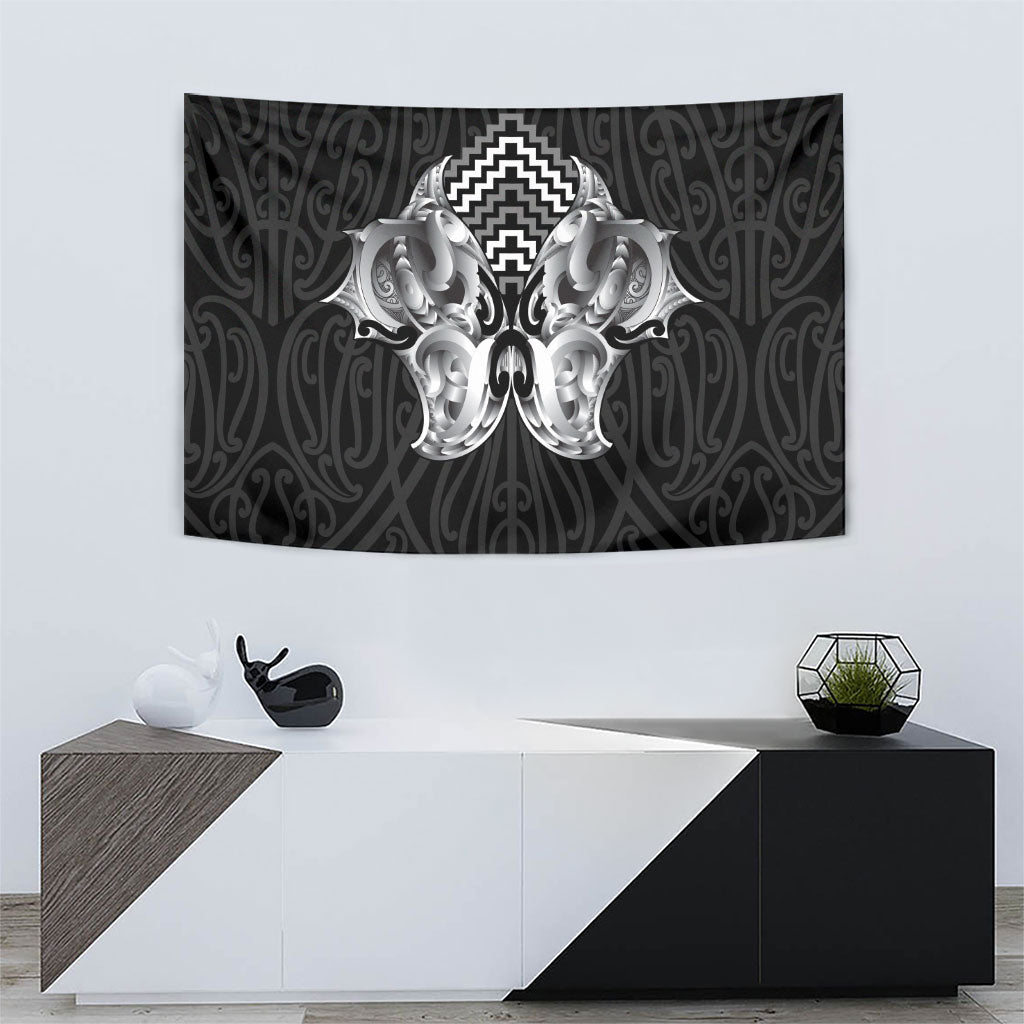 Aotearoa Kowhaiwhai Poutama Black Motif Tapestry